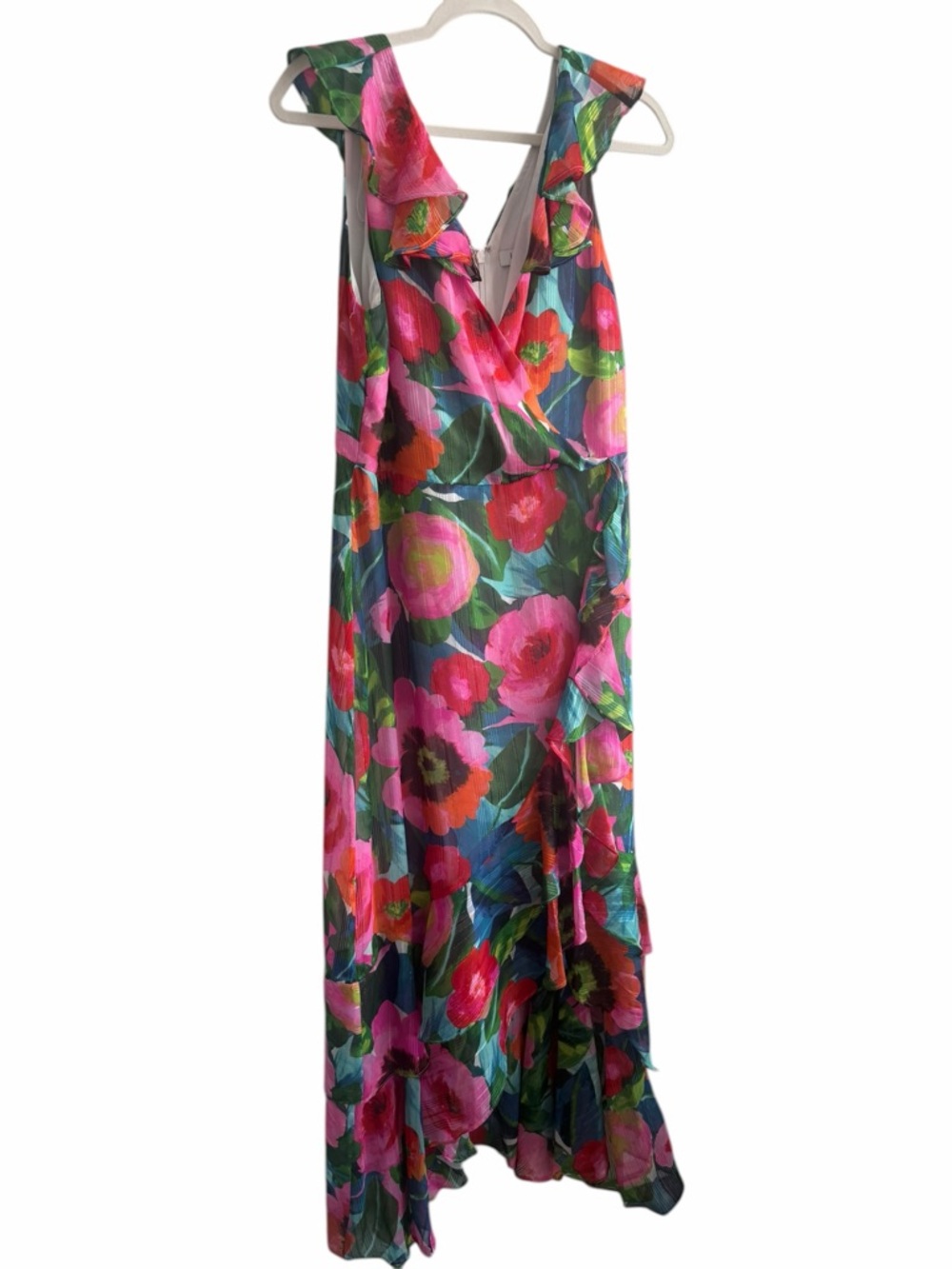 KENSIE Womens Sleeveless Ruffle Floral Maxi Faux Wrap Dress size 14 NWT - Picture 5 of 12